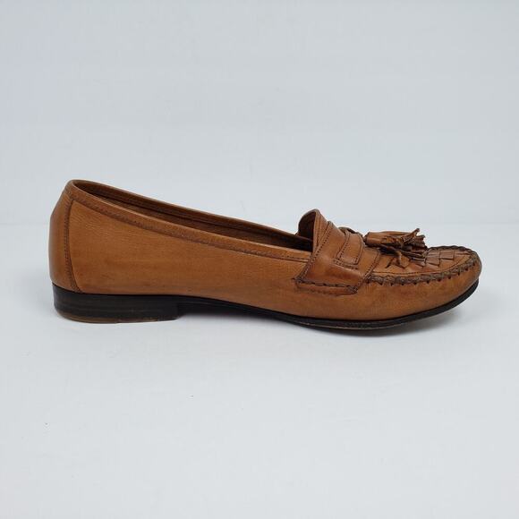 Cole Haan Mens Size 9 Brown Leather Italy Woven Tassel Dress Loafer Shoes main image 4